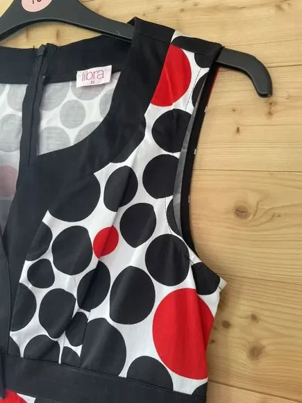 Libra Women’s Black White & Red Dress Knee Length UK Size 12 VGC - Picture 4 of 10